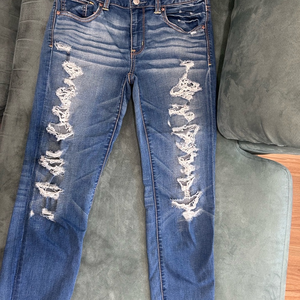 American Eagle Outfitters Distressed Blue Skinny Jeans